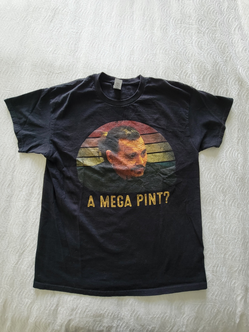 Black Graphic Tee - Johnny Depp "A Mega Pint?" Mens Size L